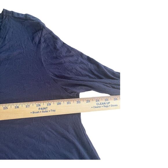 Comfy USA Crinkle Tunic Top Womens Medium Navy Two Pocket Front Shirt Lagen Look - Picture 8 of 10